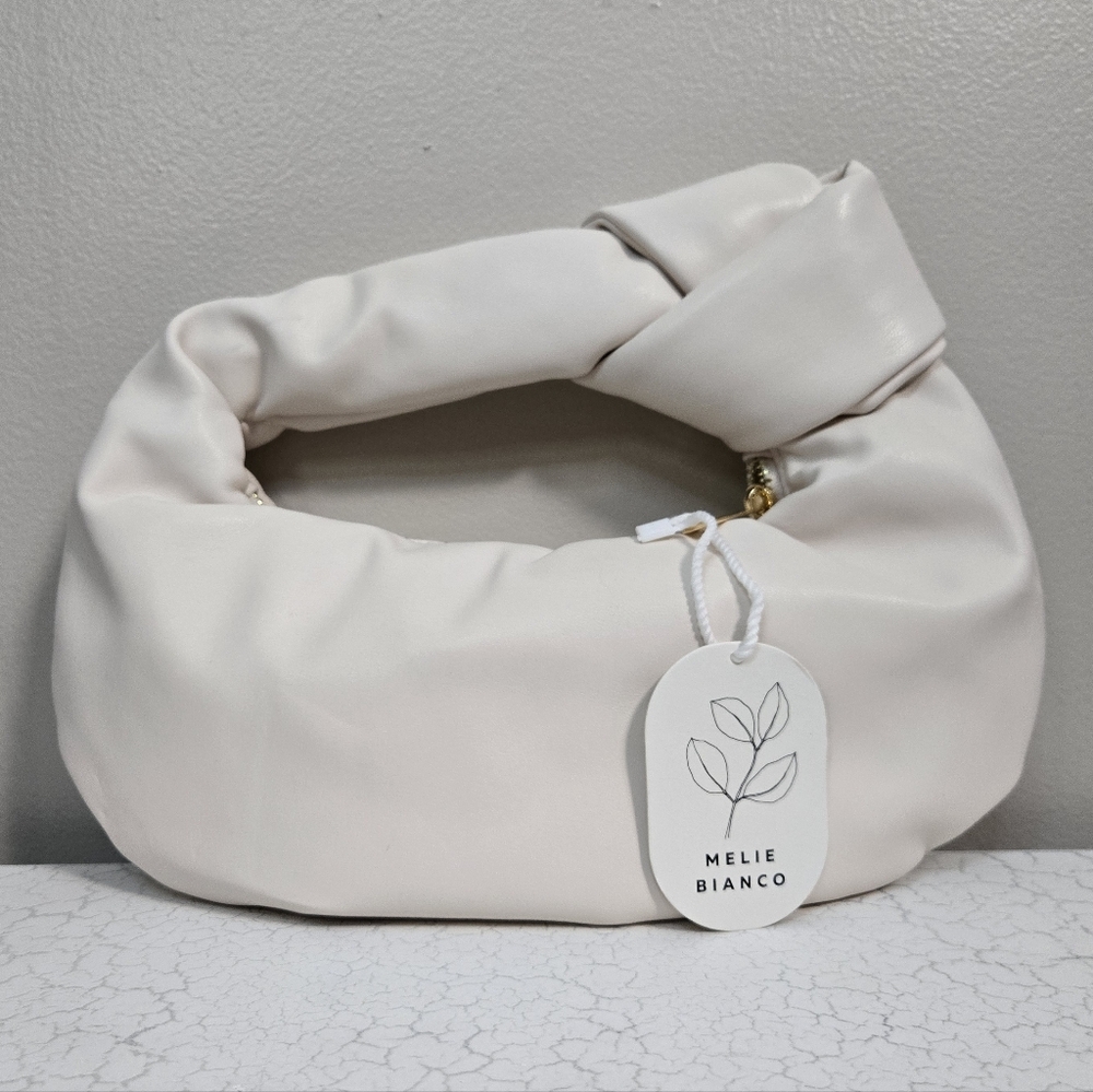 🌿 Melie Bianco Cream Knot Croissant Hand/Wrist/Clutch ~ NWT - Picture 7 of 12